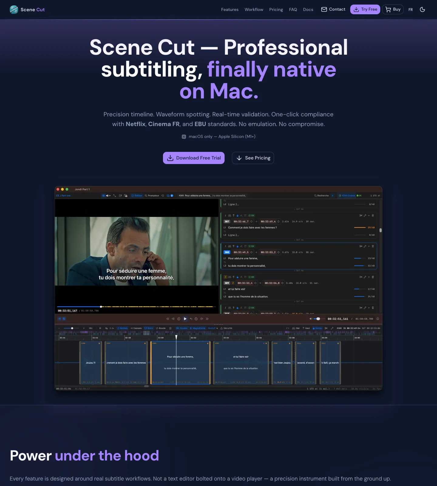 Page d'accueil de scenecut.app
